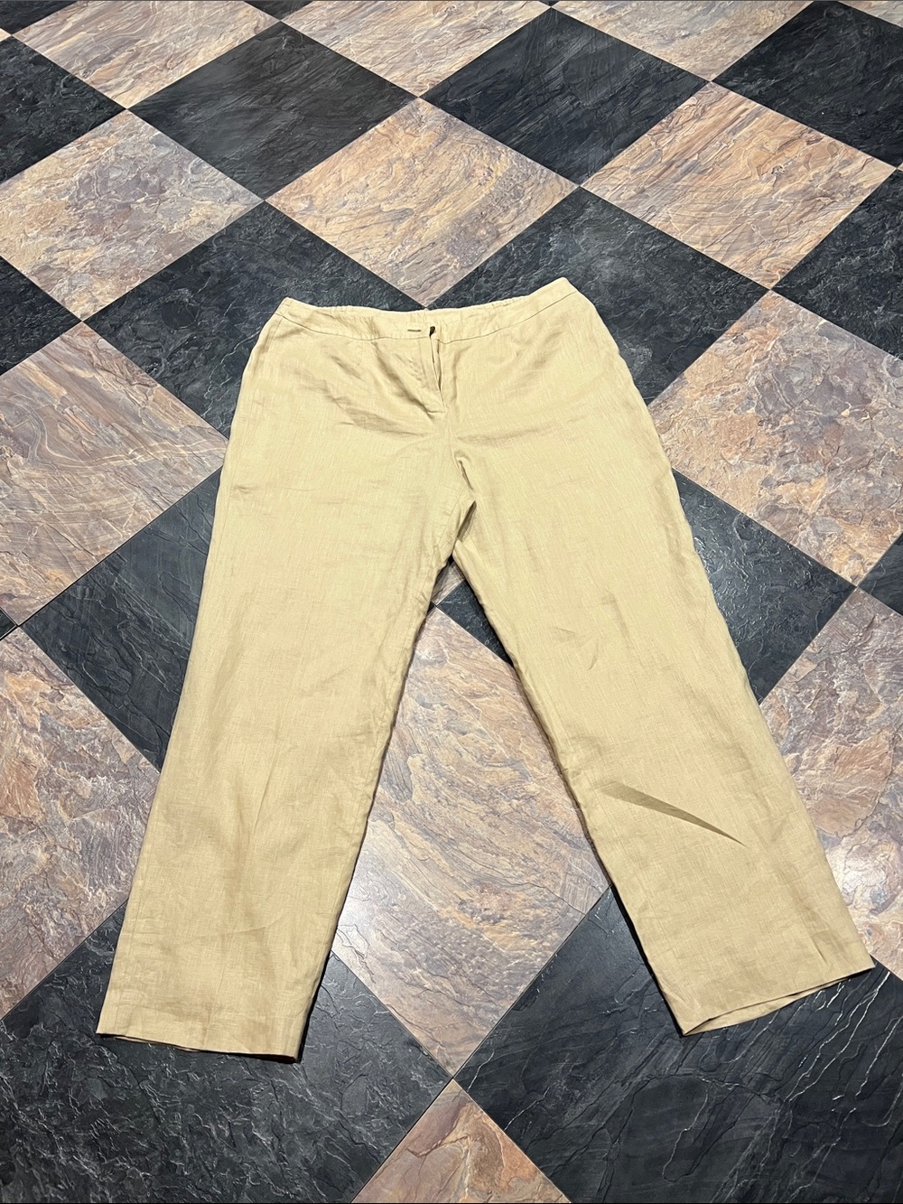 Jones New York Linen Khaki Straight-Leg Chinos 16W